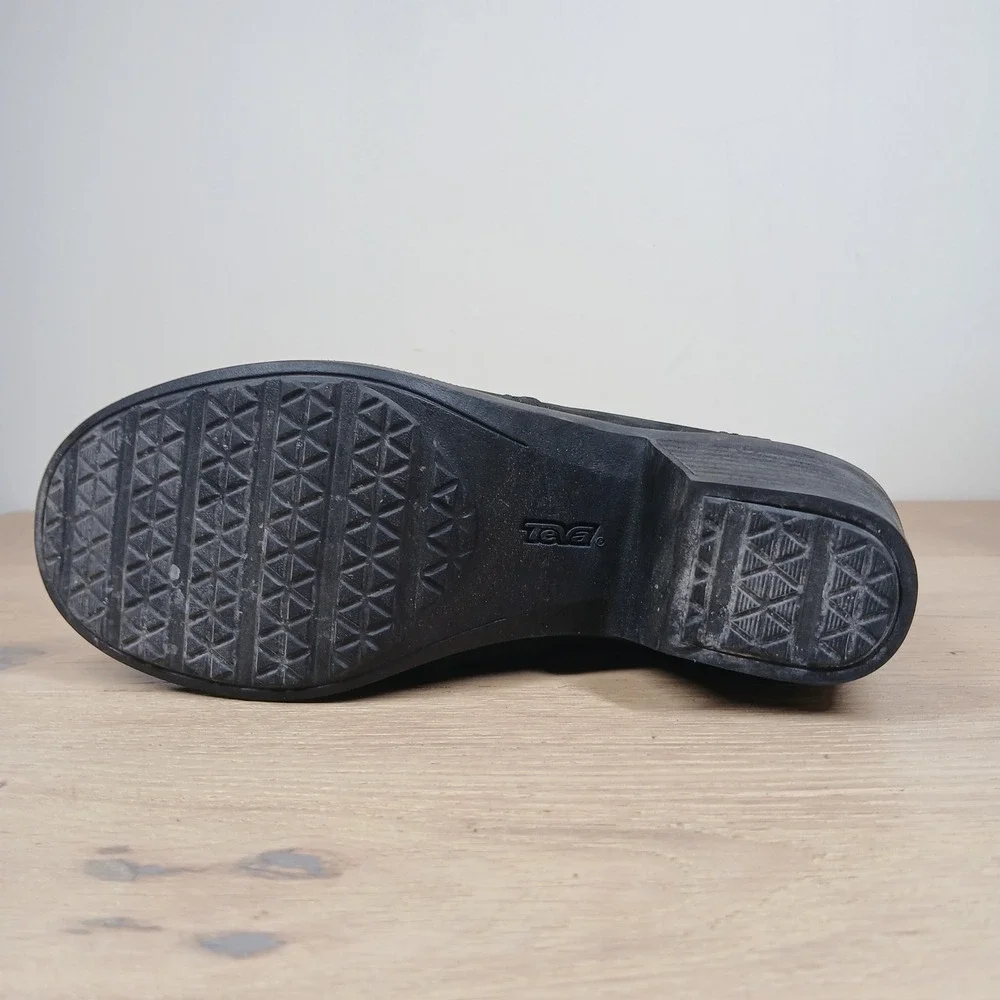 Teva Foxy Chelsea Boots Women 7 Black Nubuck Leather Waterproof Block Heel